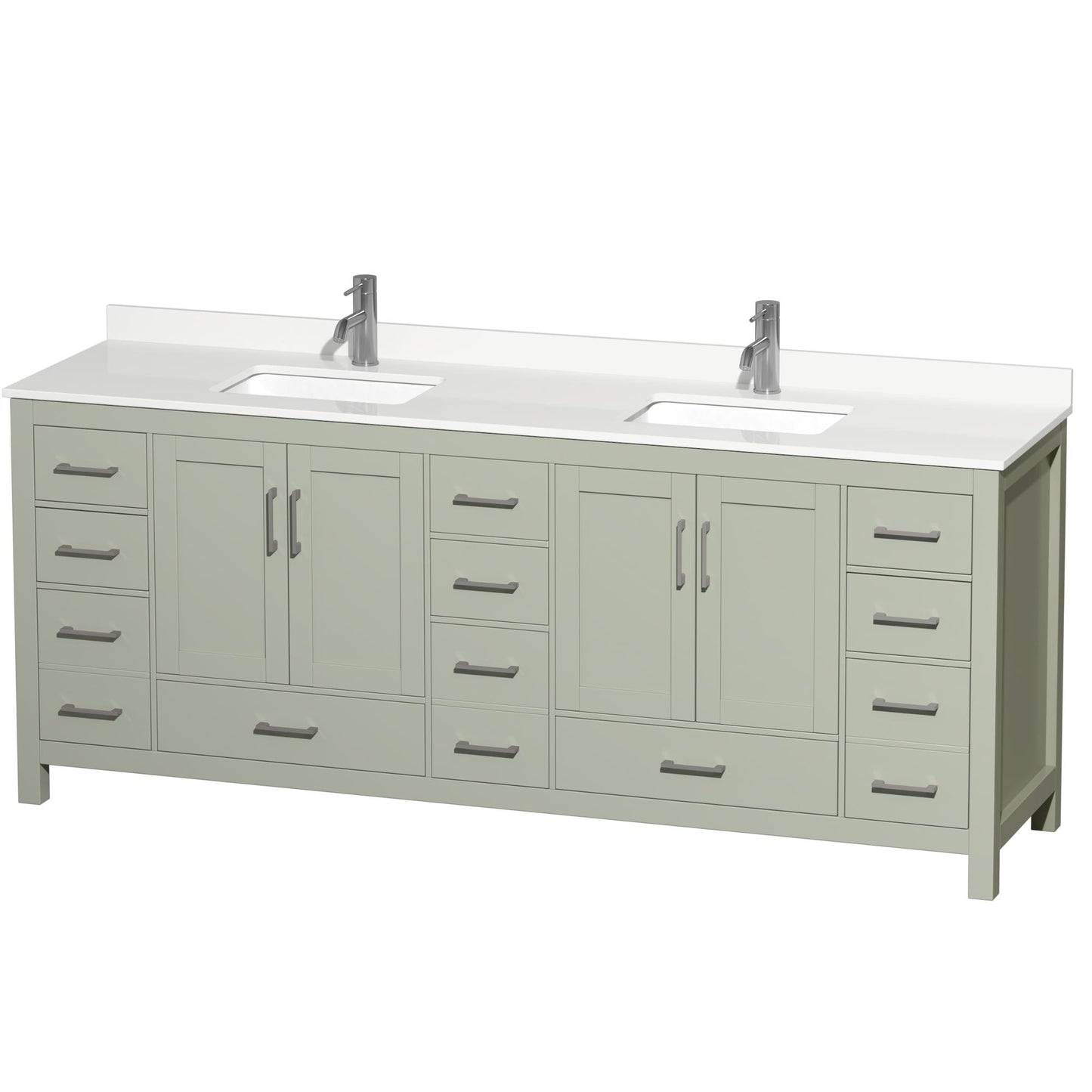 Sheffield Bathroom Vanity with Countertop 84 inch Double Sink Single hole Faucet Setup