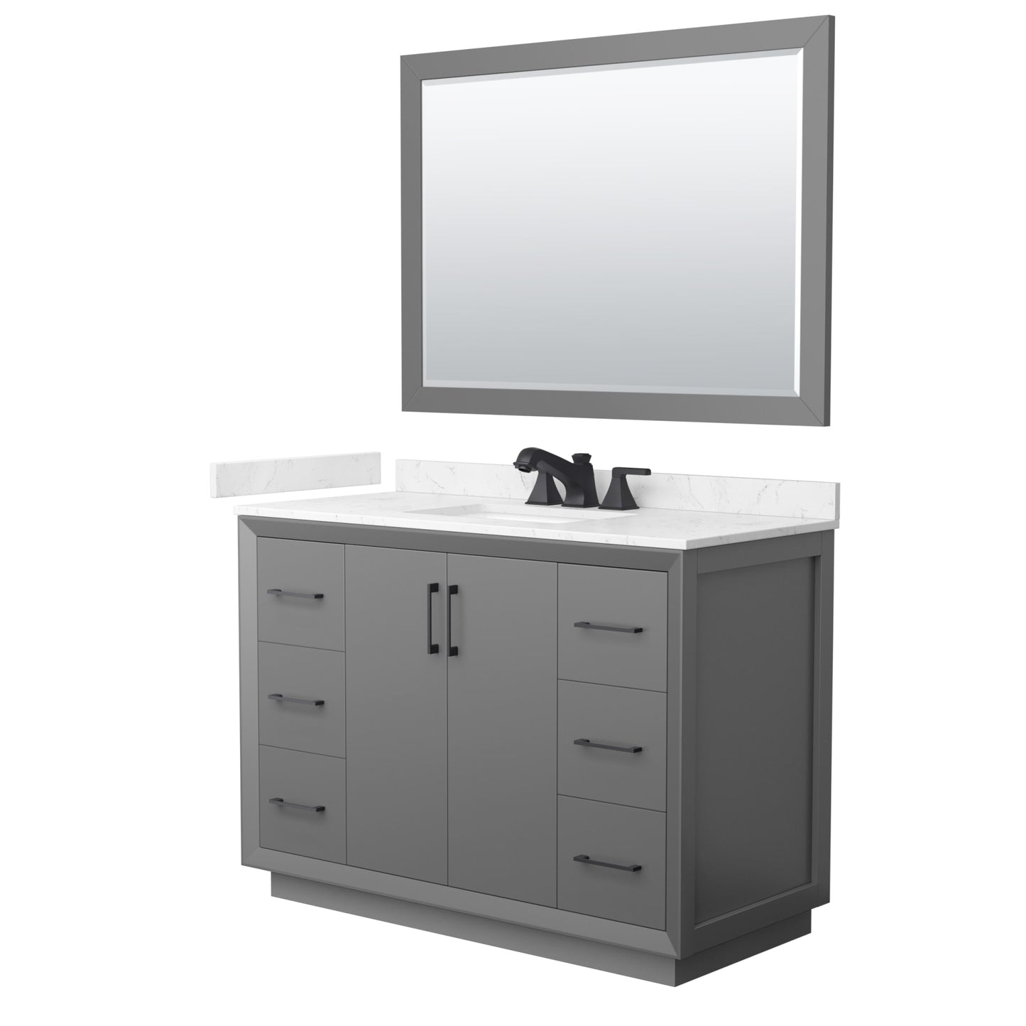 Strada Bathroom Vanity with Countertop 48 inch Single Sink 3-hole Faucet Setup