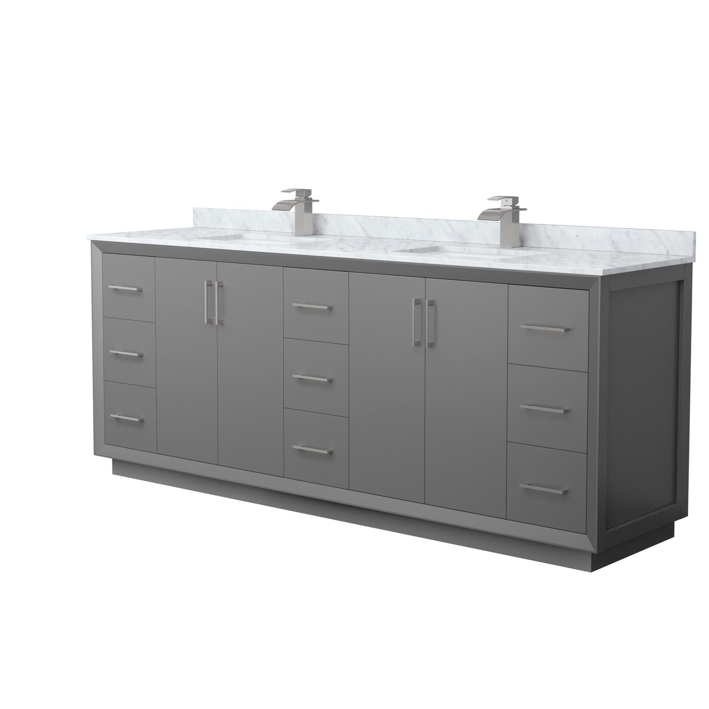 Strada Bathroom Vanity with Countertop 84 inch Double Sink Single hole Faucet Setup