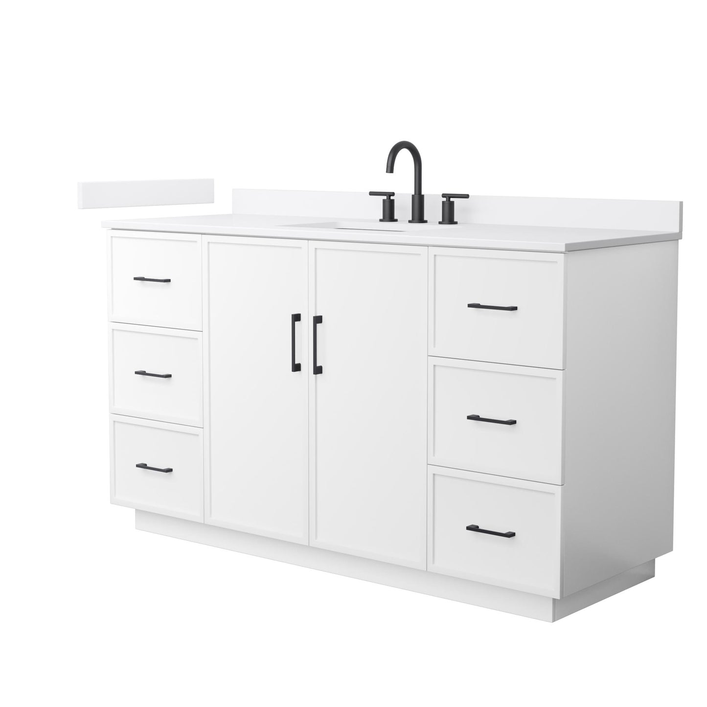 Elan TK Bathroom Vanity with Countertop 60 inch Single Sink 3-hole Faucet Setup