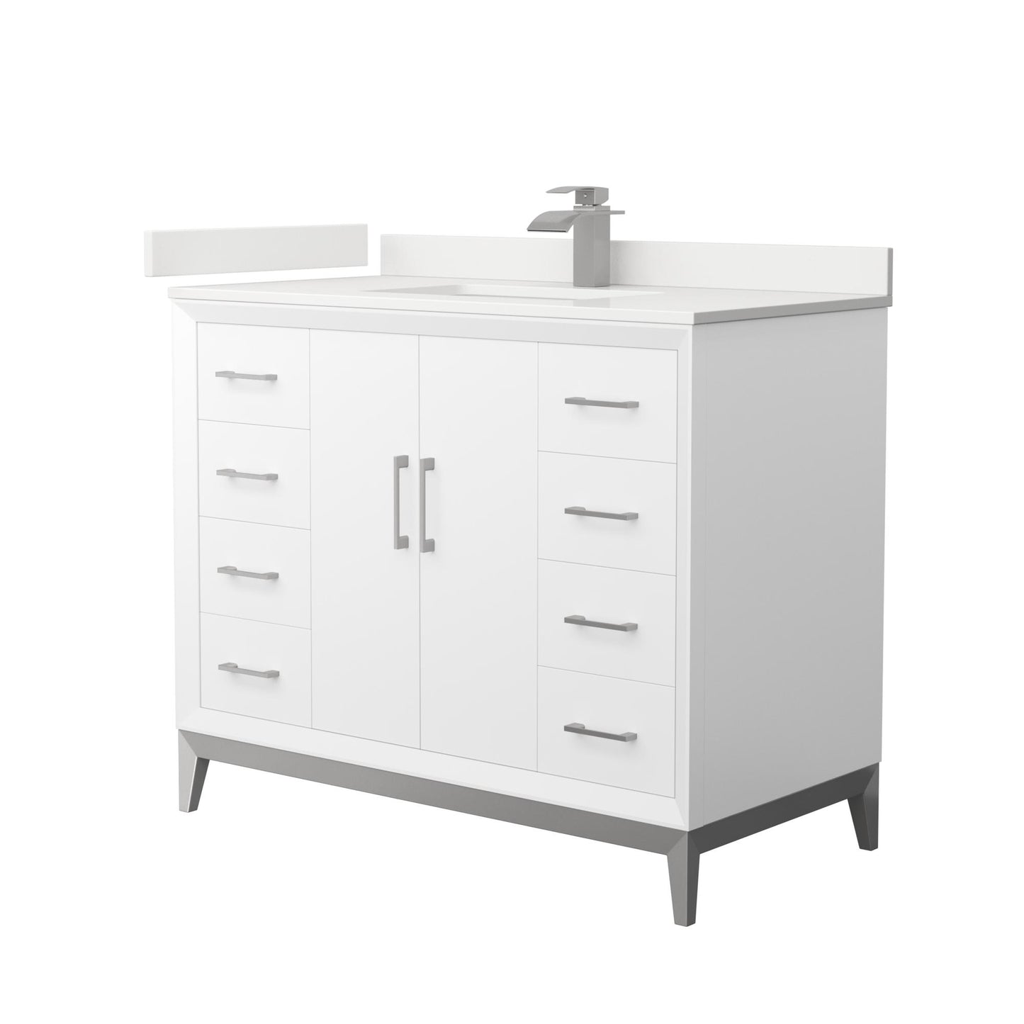 Amici Bathroom Vanity with Countertop 42 inch Single Sink Single hole Faucet Setup