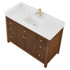 Custom image for Dark Walnut with Brushed Gold Trim / White Quartz / No Mirror