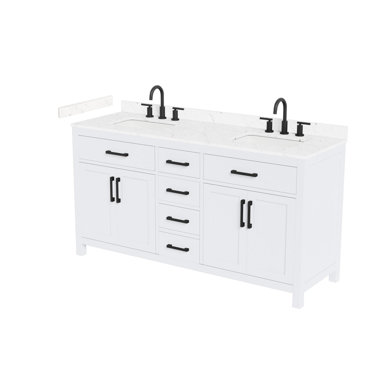 Beckett Bathroom Vanity with Countertop 66 inch Double Sink 3-hole Faucet Setup