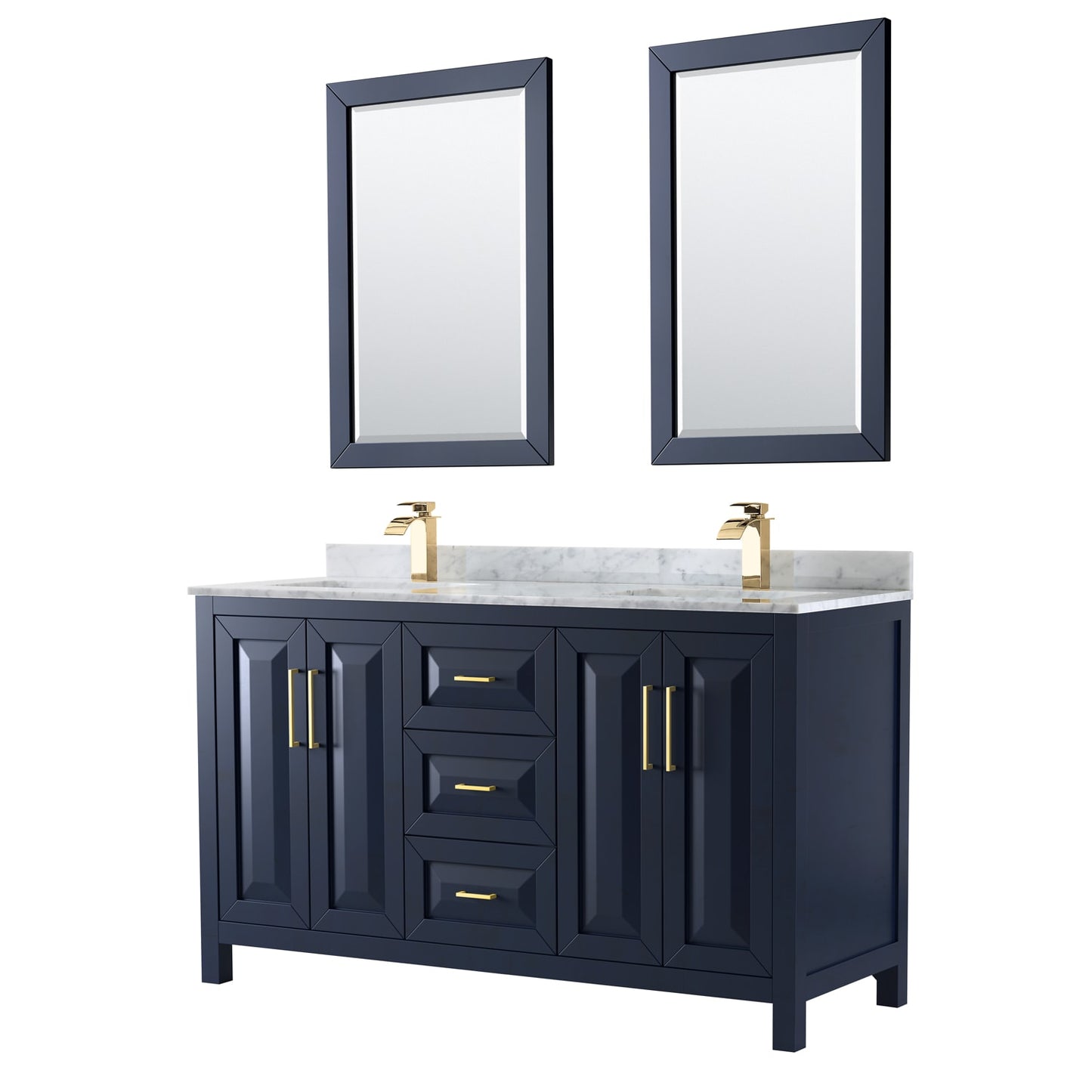 Daria Bathroom Vanity with Countertop 60 inch Double Sink Single hole Faucet Setup