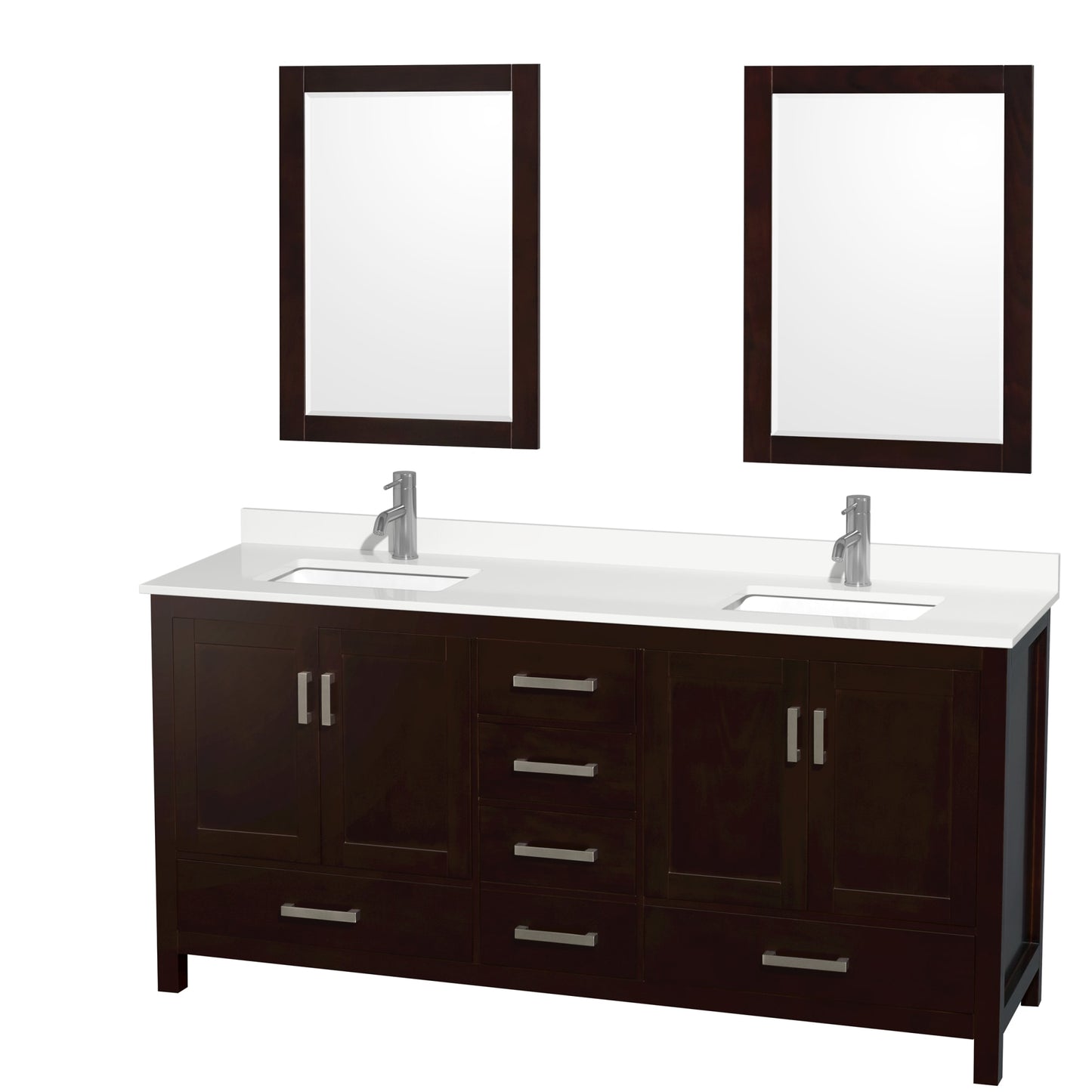 Sheffield Bathroom Vanity with Countertop 72 inch Double Sink Single hole Faucet Setup