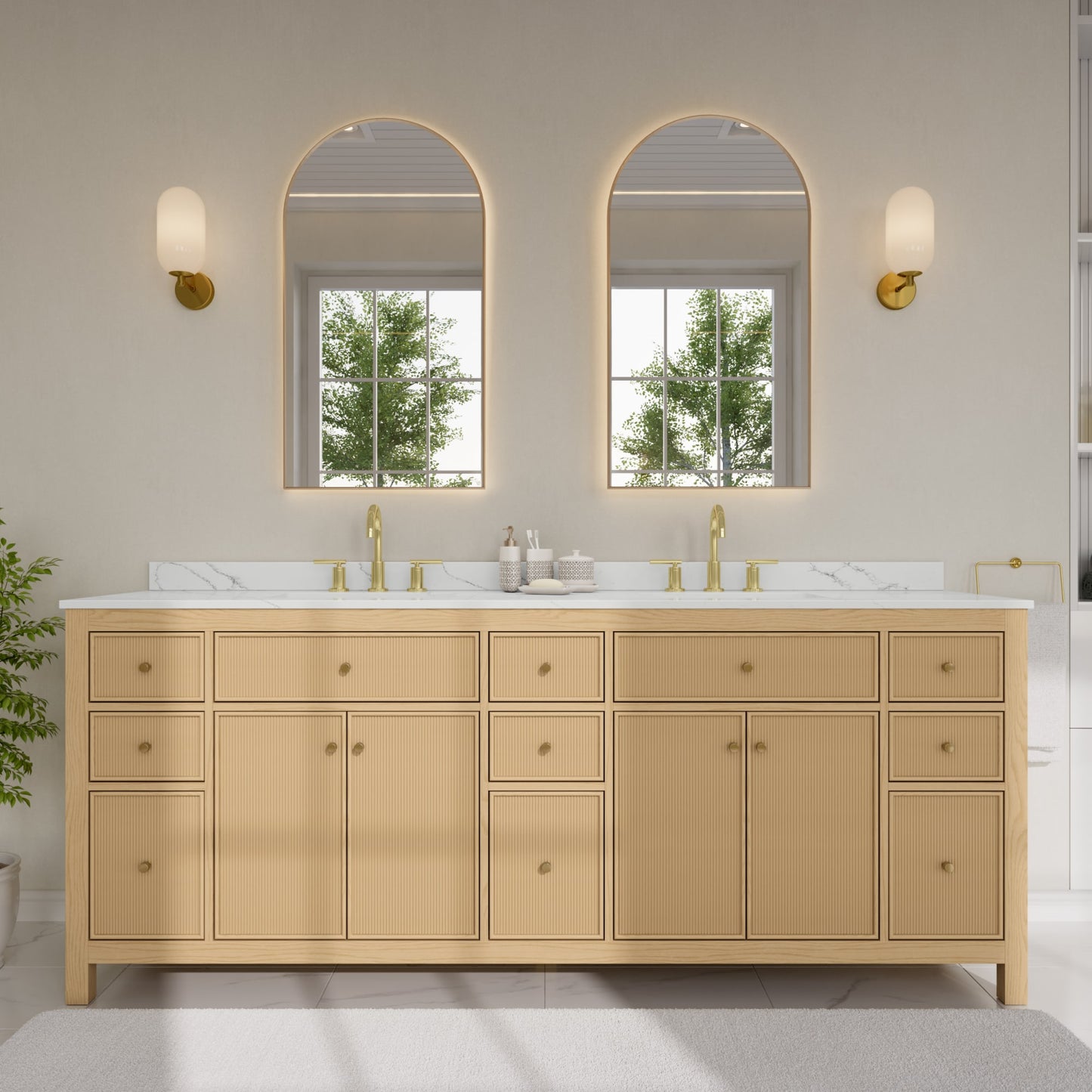 Pendry Bathroom Vanity with Countertop 84 inch Double Sink 3-hole Faucet Setup