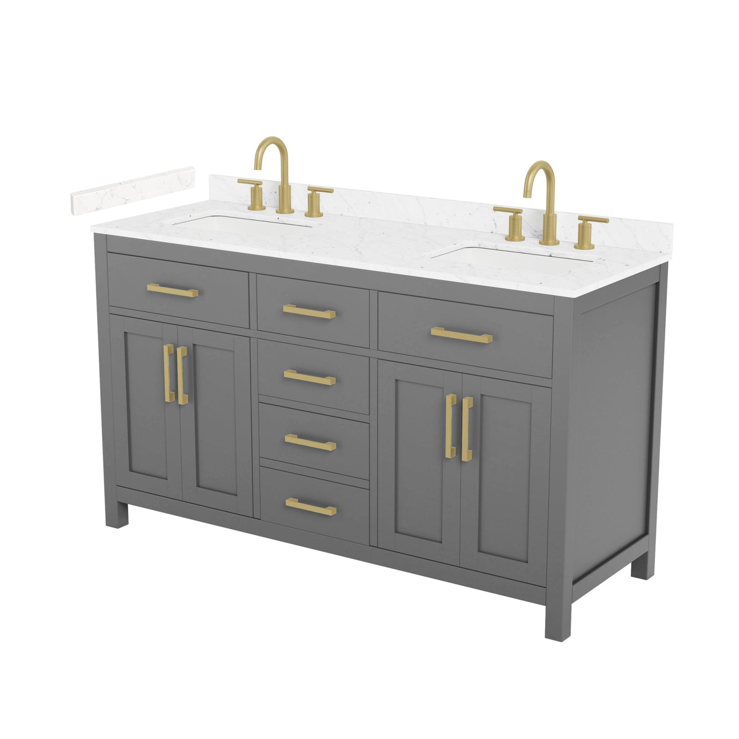 Beckett Bathroom Vanity with Countertop 60 inch Double Sink 3-hole Faucet Setup