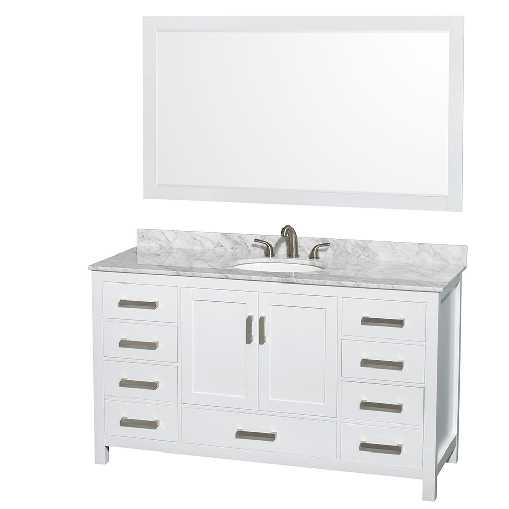 Sheffield Bathroom Vanity with Countertop 60 inch Single Sink 3-hole Faucet Setup