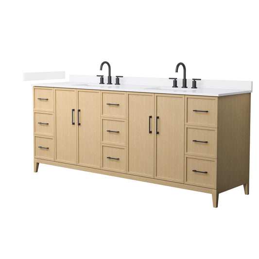 Elan Bathroom Vanity with Countertop 84 inch Double Sink 3-hole Faucet Setup