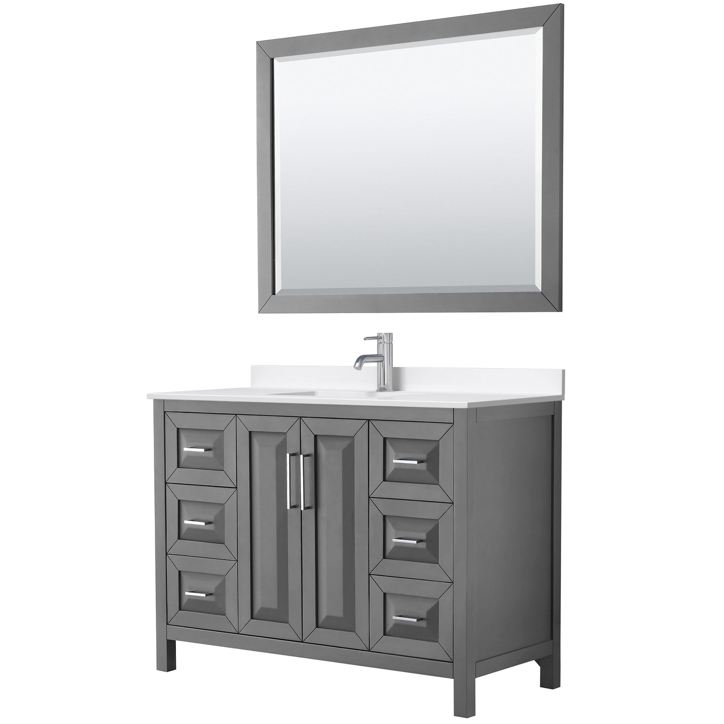 Daria Bathroom Vanity with Countertop 48 inch Single Sink Single hole Faucet Setup
