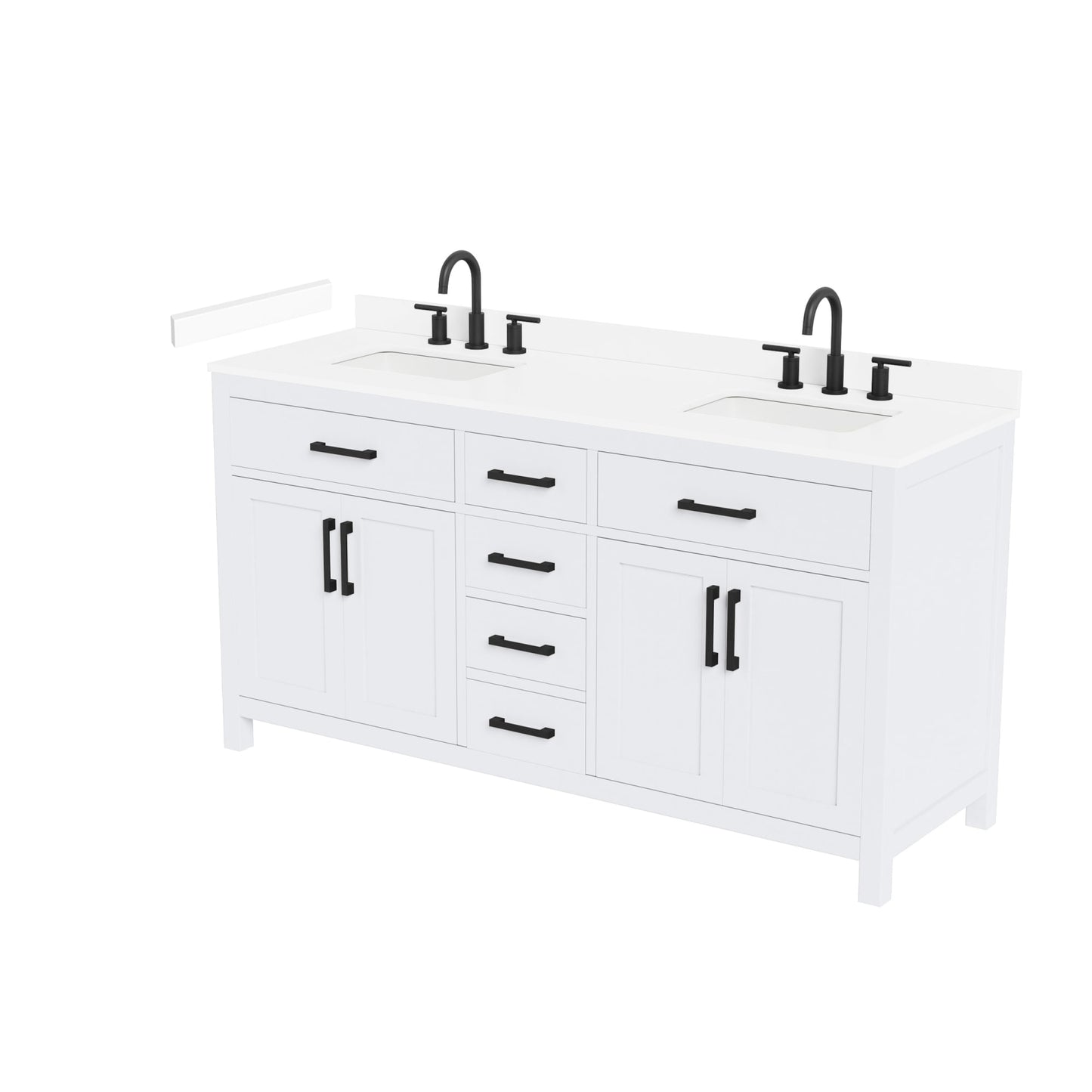 Beckett Bathroom Vanity with Countertop 66 inch Double Sink 3-hole Faucet Setup