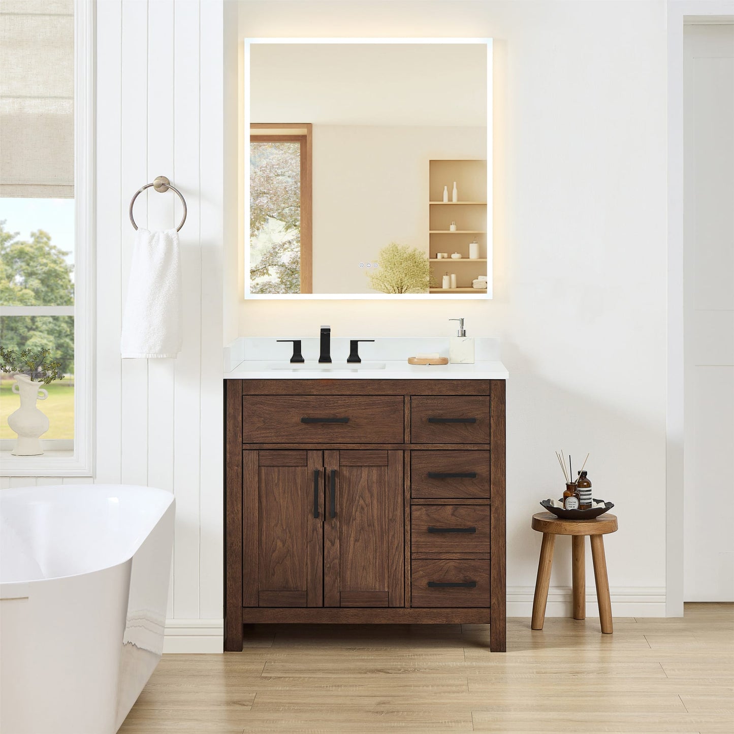 Beckett Bathroom Vanity with Countertop 36 inch Single Sink 3-hole Faucet Setup