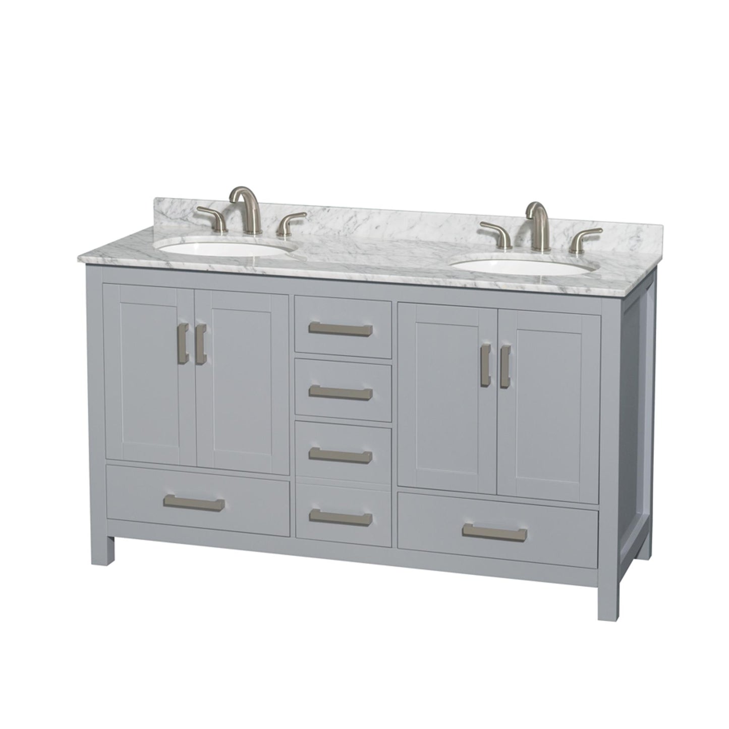 Sheffield Bathroom Vanity with Countertop 60 inch Double Sink 3-hole Faucet Setup