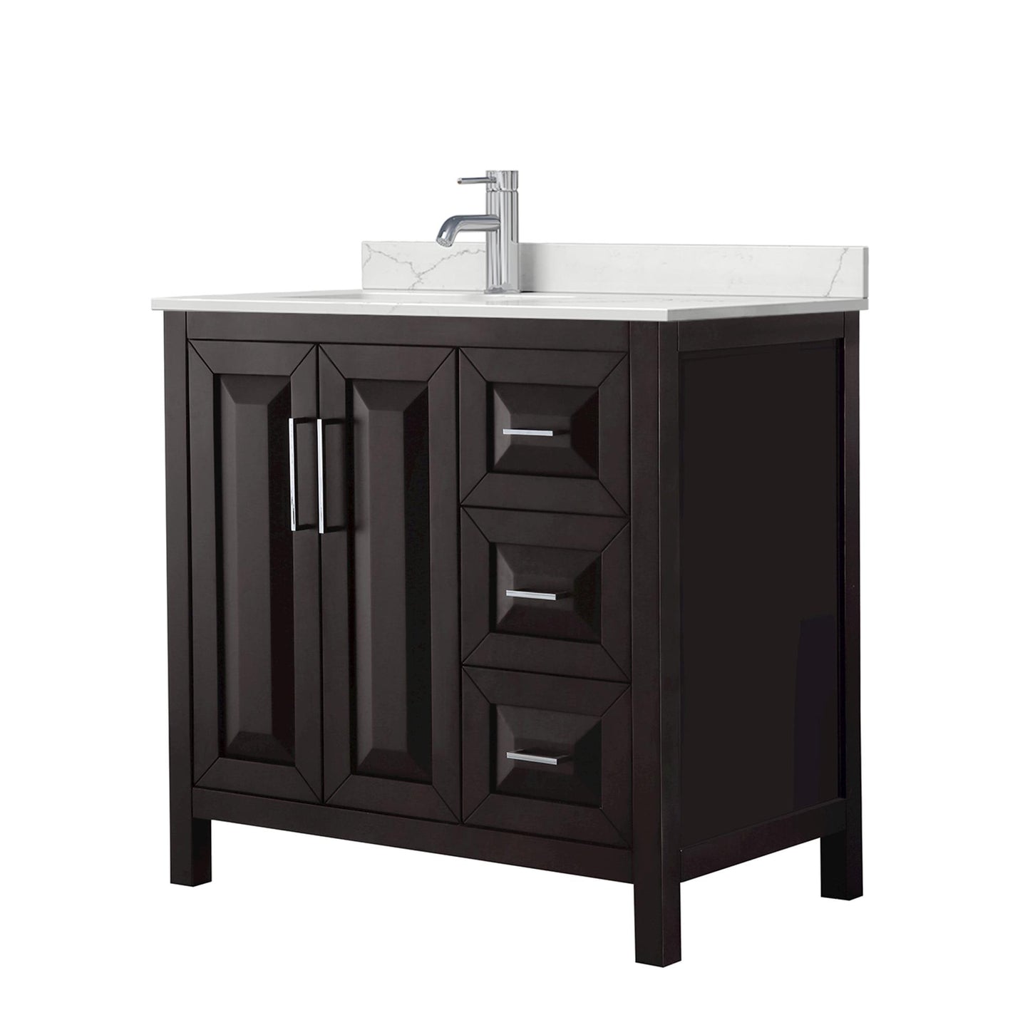 Daria Bathroom Vanity with Countertop 36 inch Single Sink Single hole Faucet Setup