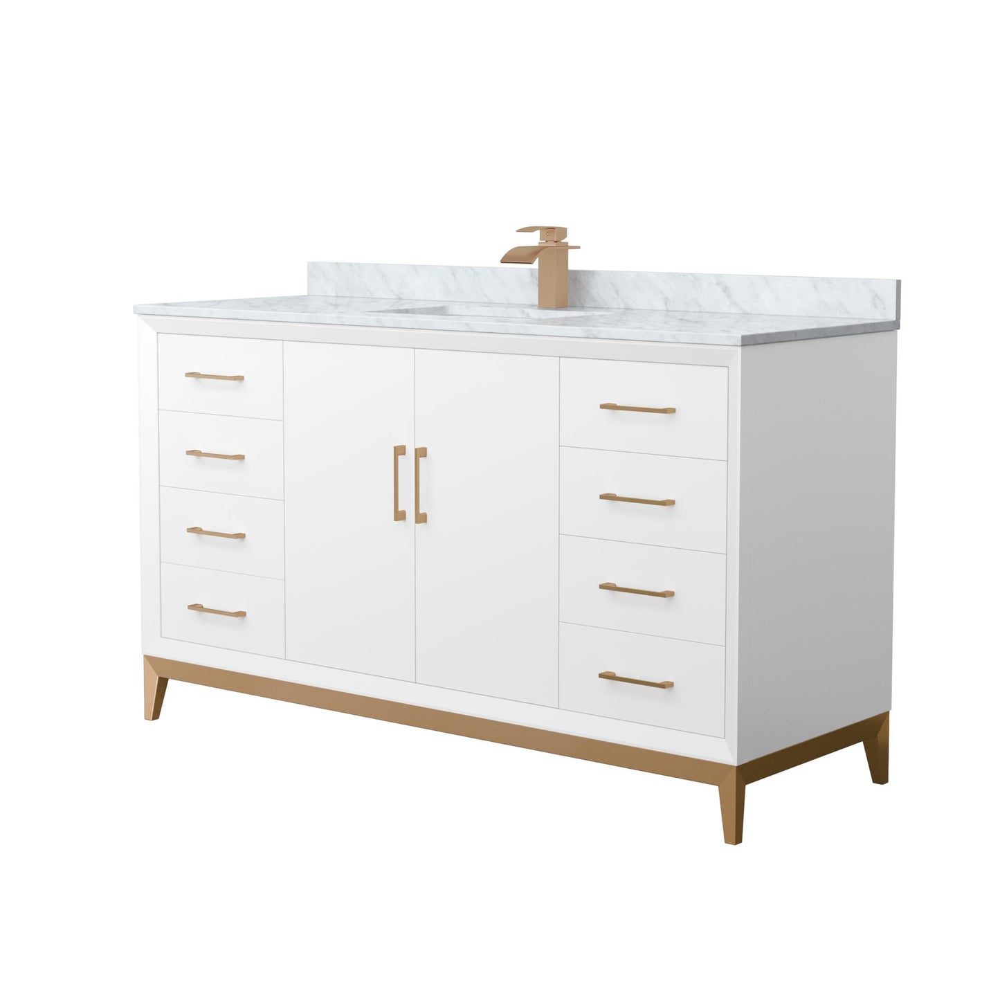 Amici Bathroom Vanity with Countertop 60 inch Single Sink Single hole Faucet Setup