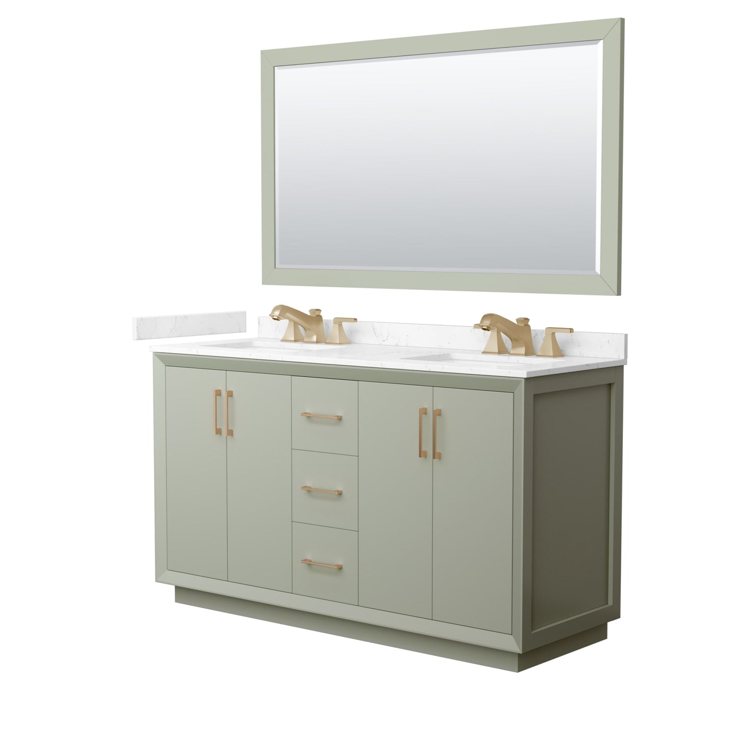 Strada Bathroom Vanity with Countertop 60 inch Double Sink 3-hole Faucet Setup