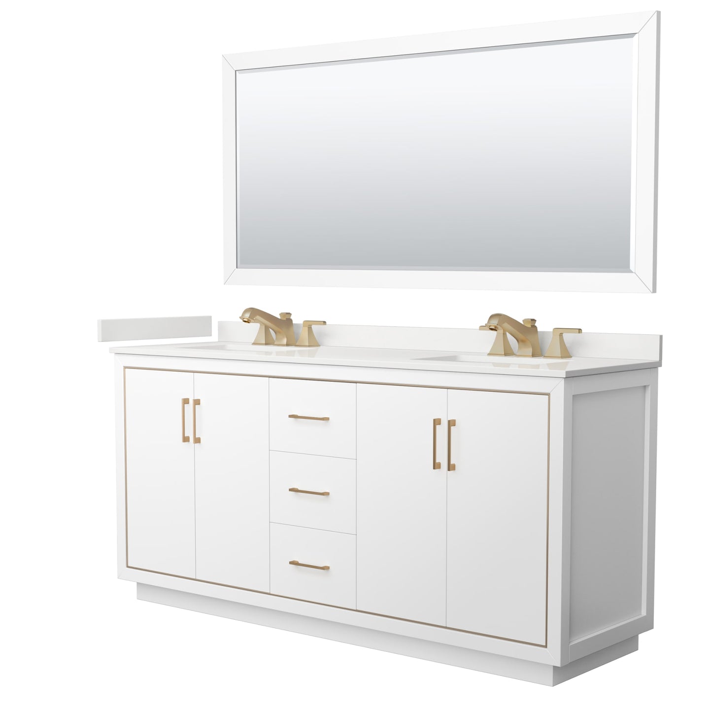Icon Bathroom Vanity with Countertop 72 inch Double Sink 3-hole Faucet Setup