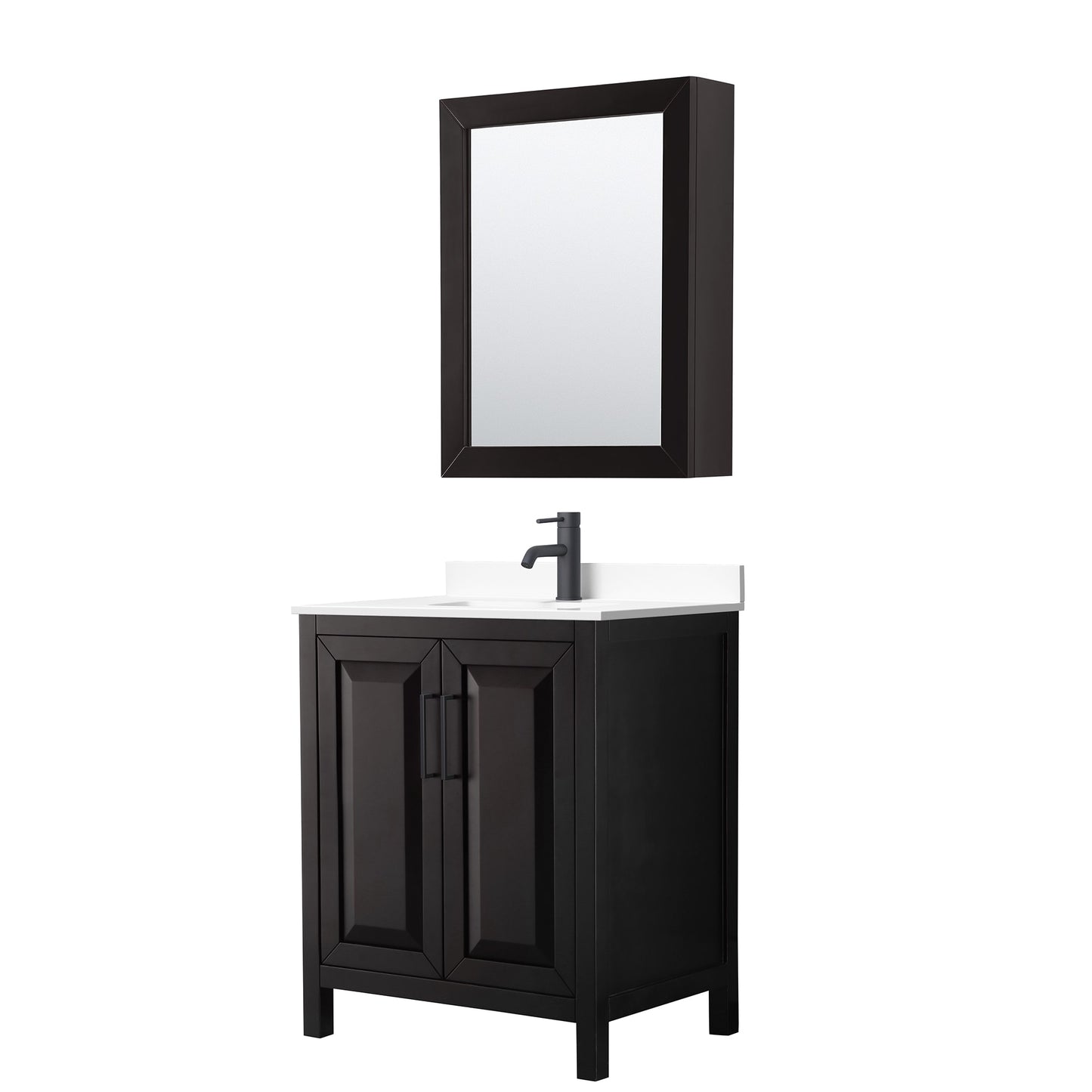 Daria Bathroom Vanity with Countertop 30 inch Single Sink Single hole Faucet Setup