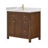 Custom image for Dark Walnut with Brushed Gold Trim / Carrara Cultured Marble / No Mirror