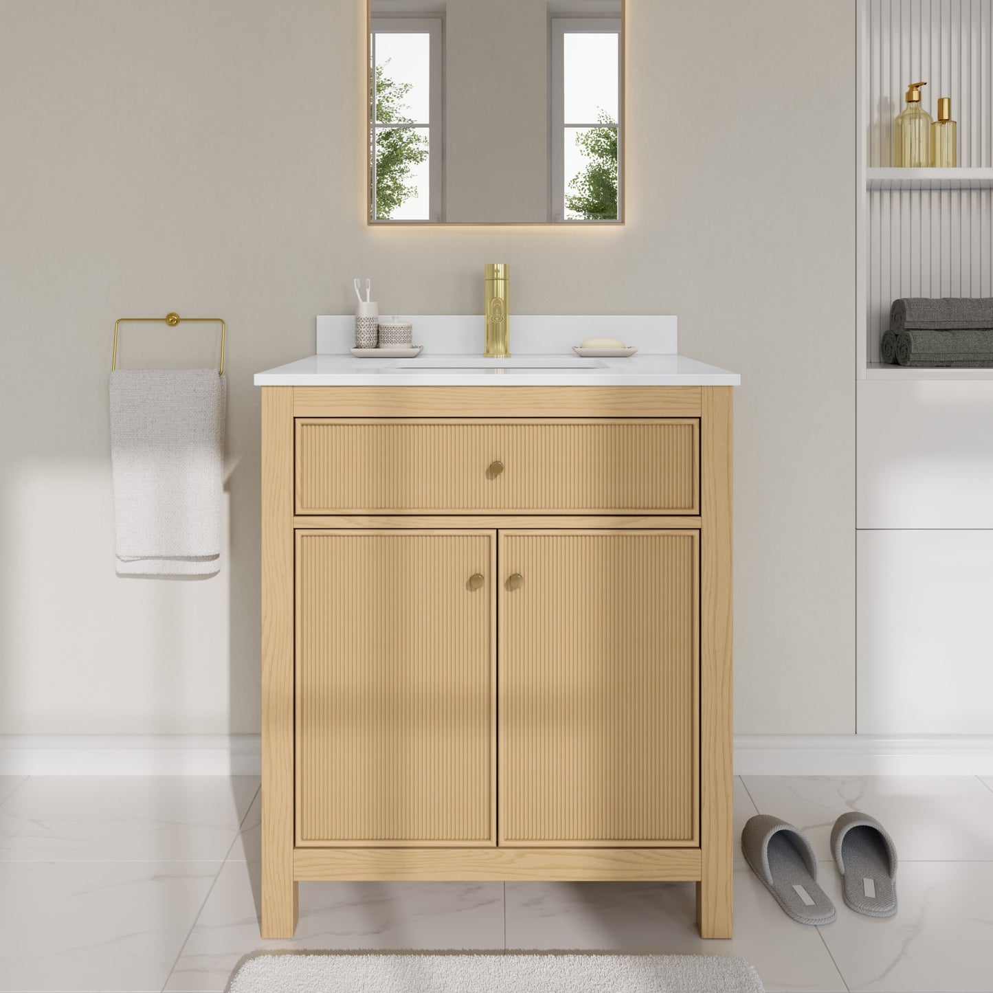 Pendry Bathroom Vanity with Countertop 30 inch Single Sink Single hole Faucet Setup
