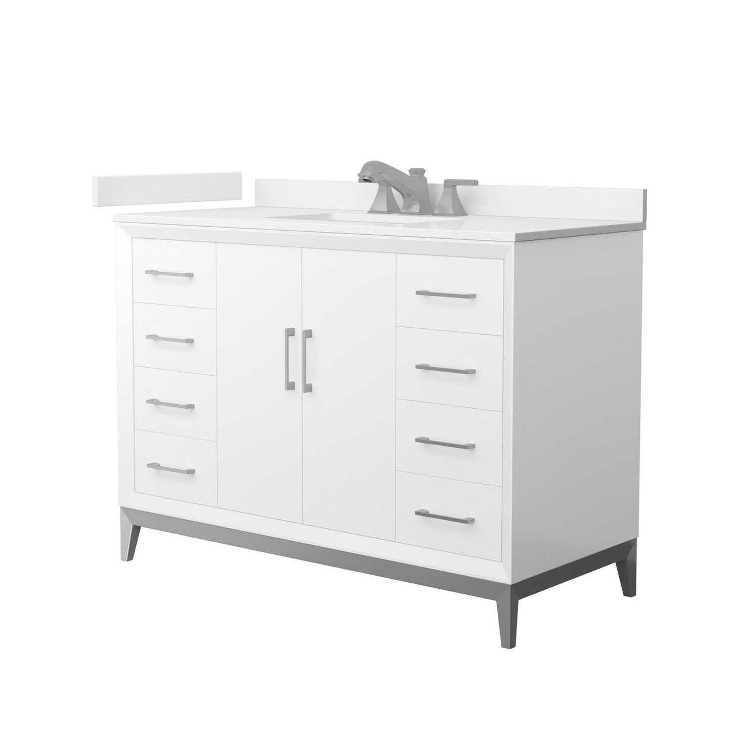 Amici Bathroom Vanity with Countertop 48 inch Single Sink 3-hole Faucet Setup