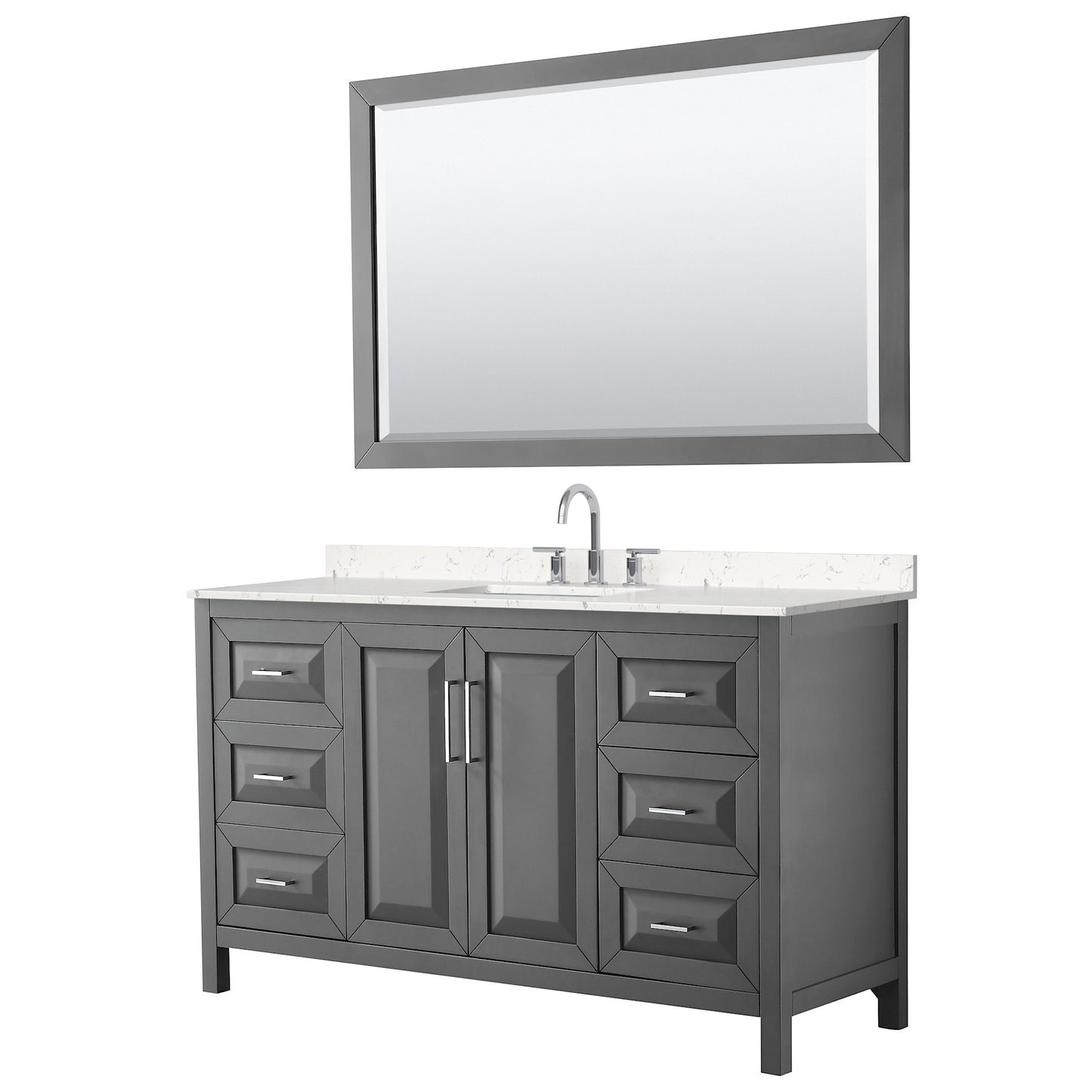 Daria Bathroom Vanity with Countertop 60 inch Single Sink 3-hole Faucet Setup