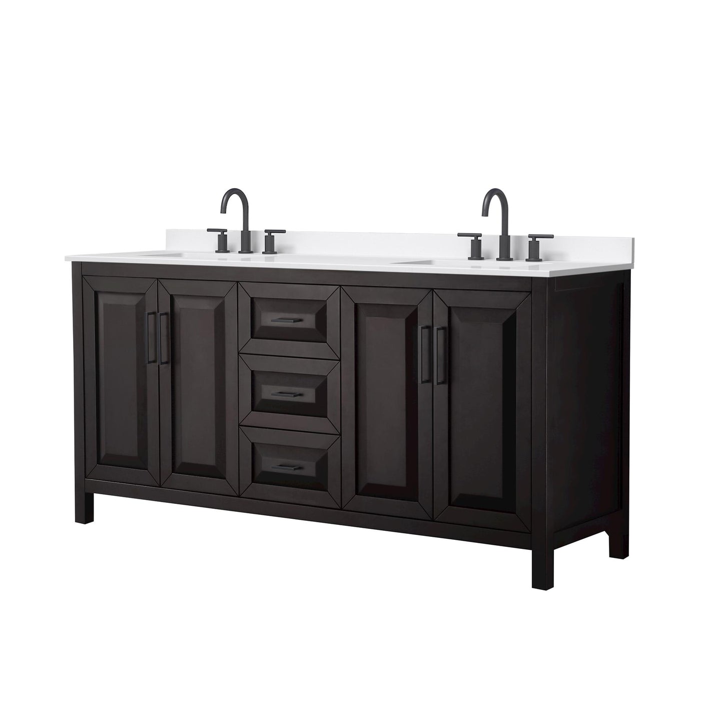 Daria Bathroom Vanity with Countertop 72 inch Double Sink 3-hole Faucet Setup