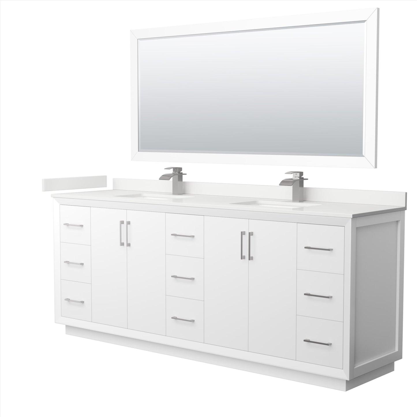 Strada Bathroom Vanity with Countertop 84 inch Double Sink Single hole Faucet Setup