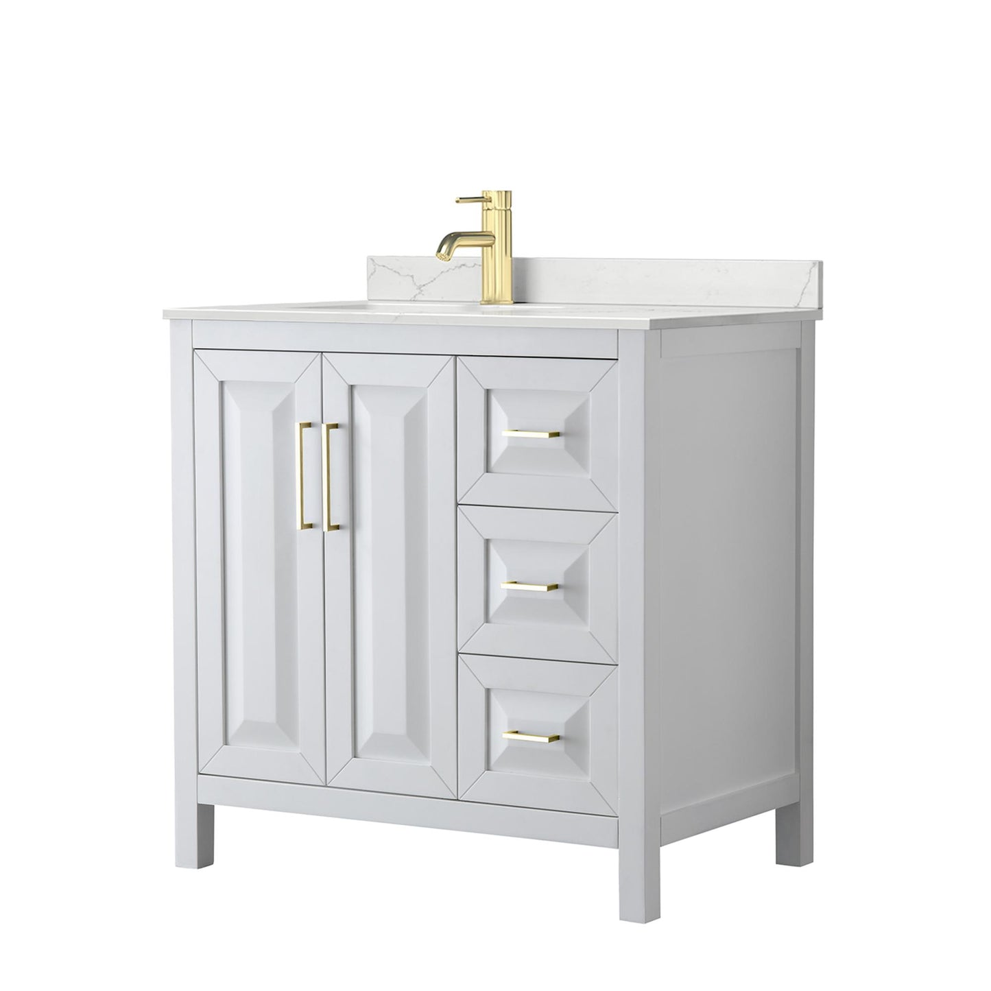 Daria Bathroom Vanity with Countertop 36 inch Single Sink Single hole Faucet Setup