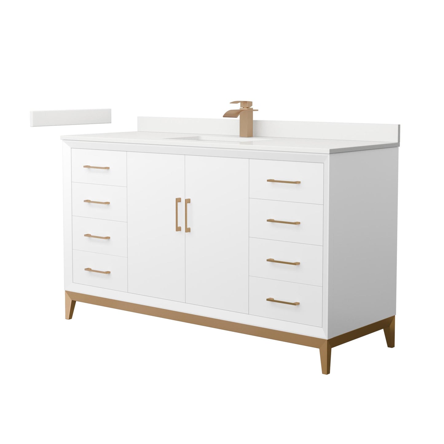 Amici Bathroom Vanity with Countertop 60 inch Single Sink Single hole Faucet Setup