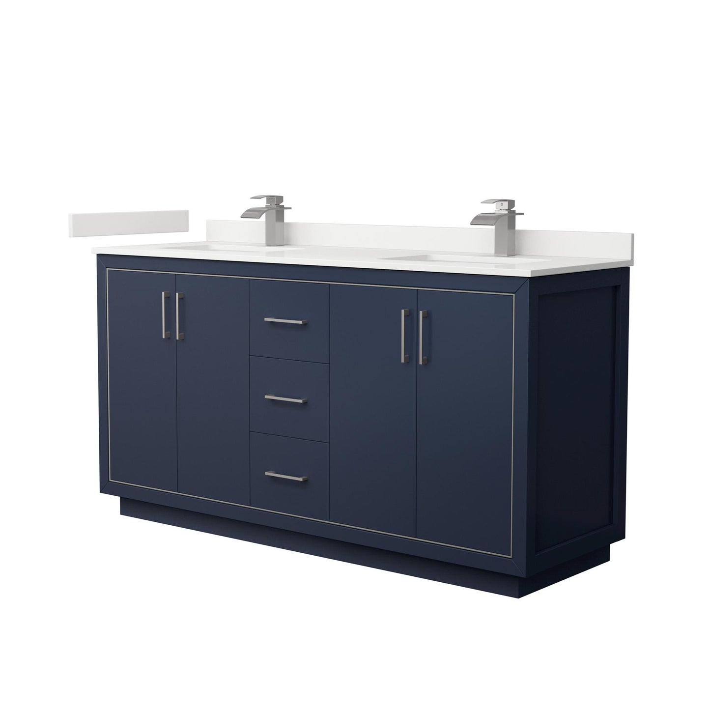 Icon Bathroom Vanity with Countertop 66 inch Double Sink Single hole Faucet Setup