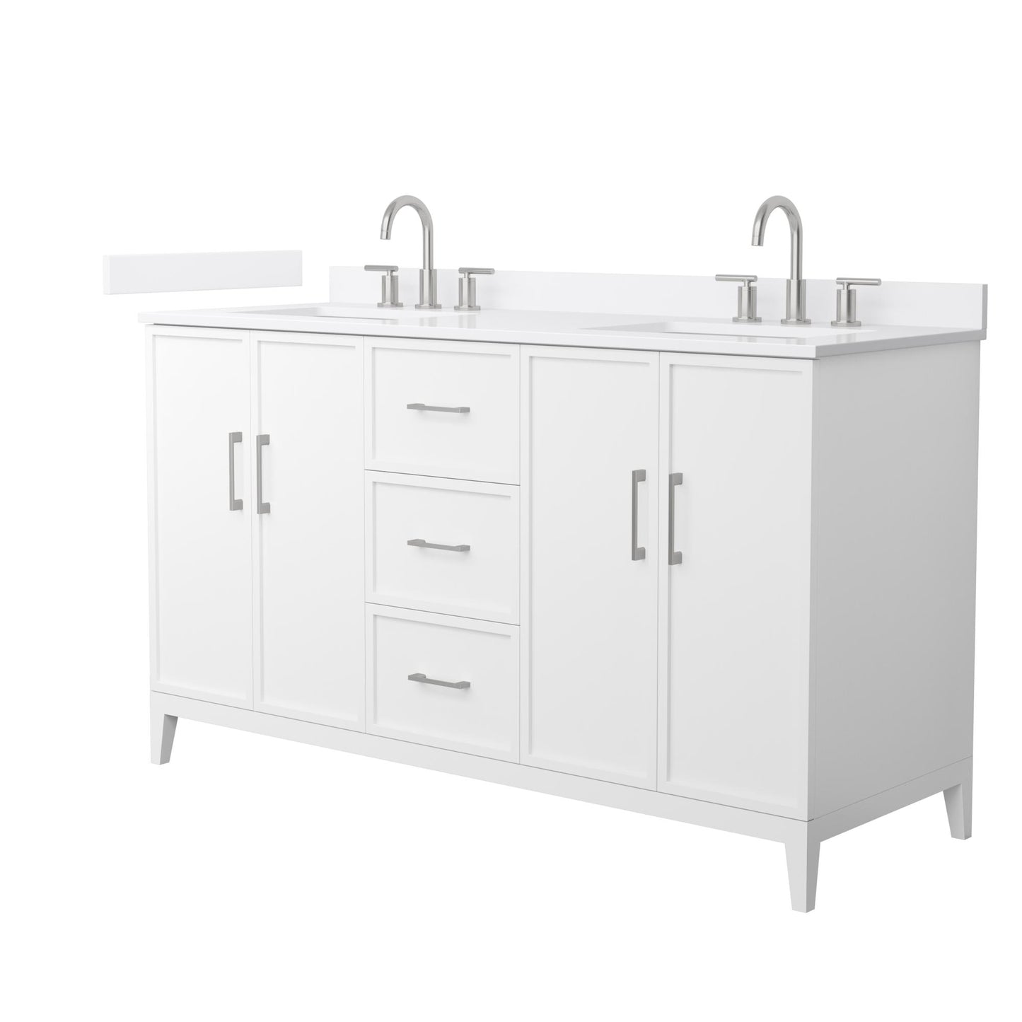 Elan Bathroom Vanity with Countertop 60 inch Double Sink 3-hole Faucet Setup