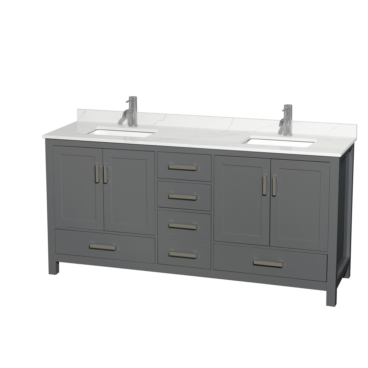Sheffield Bathroom Vanity with Countertop 72 inch Double Sink Single hole Faucet Setup