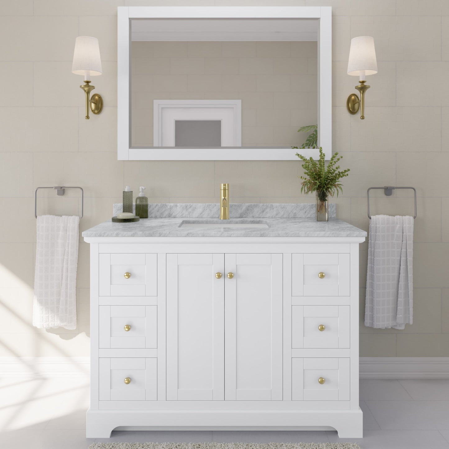 Avery Bathroom Vanity with Countertop 48 inch Single Sink Single hole Faucet Setup