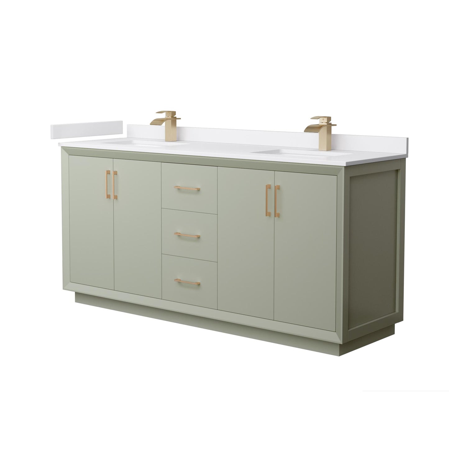 Strada Bathroom Vanity with Countertop 72 inch Double Sink Single hole Faucet Setup