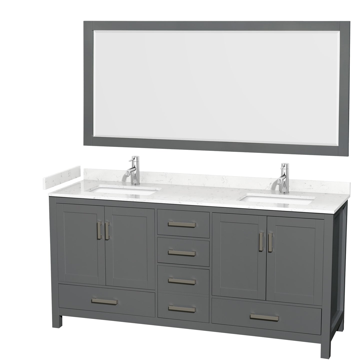 Sheffield Bathroom Vanity with Countertop 72 inch Double Sink Single hole Faucet Setup