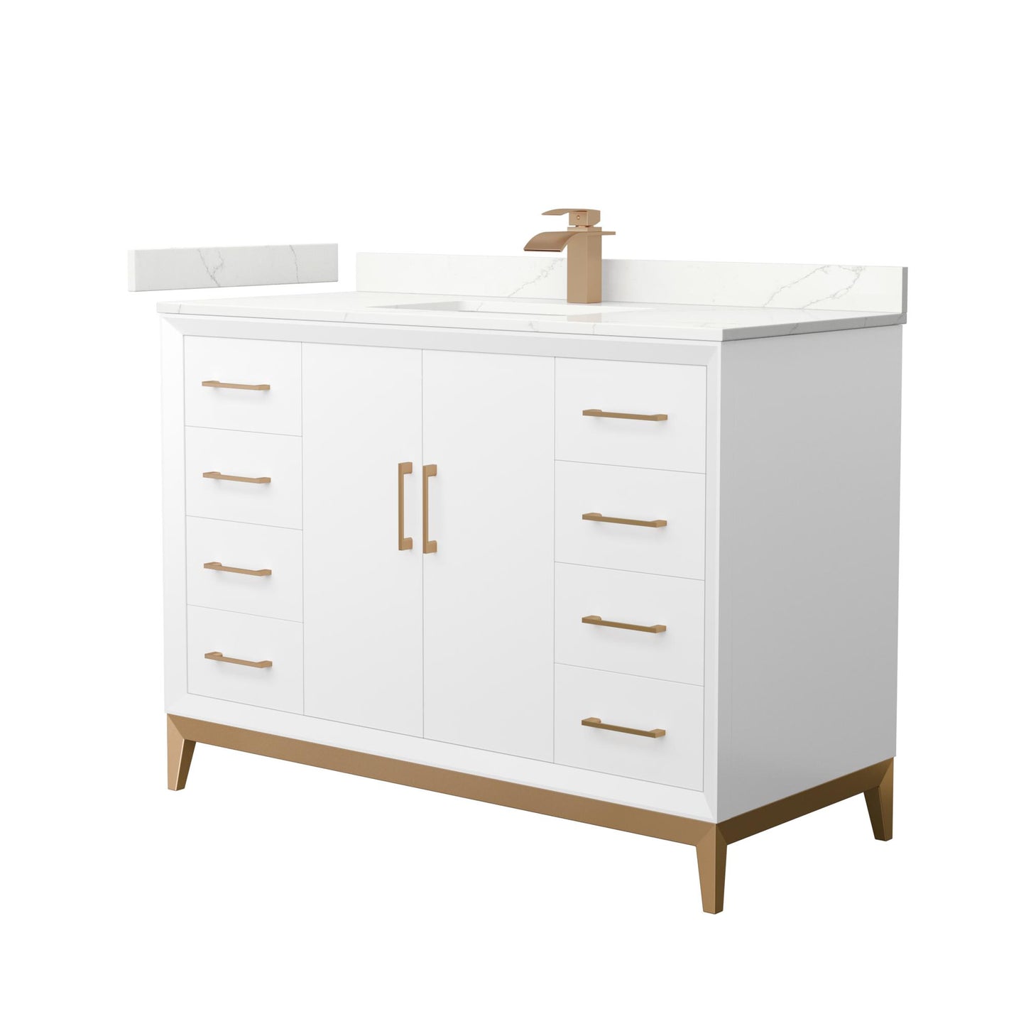 Amici Bathroom Vanity with Countertop 48 inch Single Sink Single hole Faucet Setup