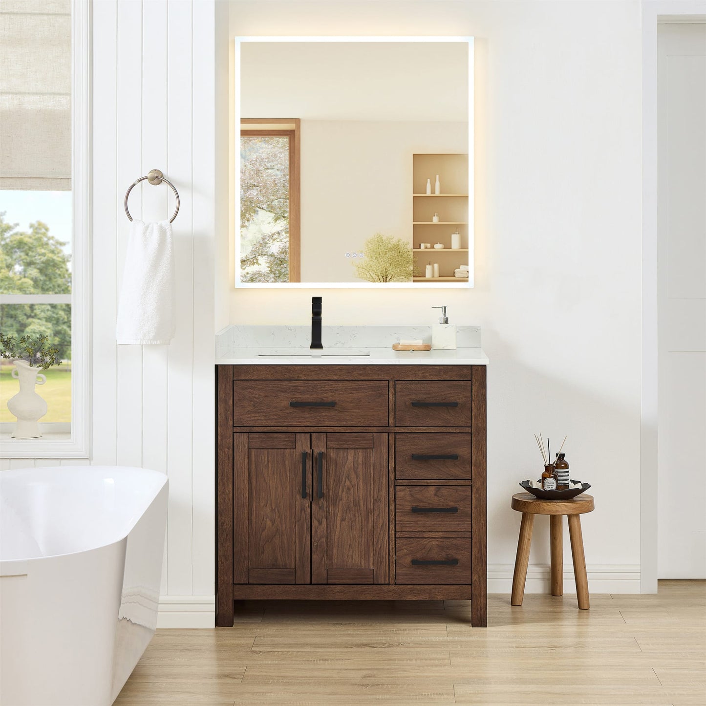 Beckett Bathroom Vanity with Countertop 36 inch Single Sink Single hole Faucet Setup