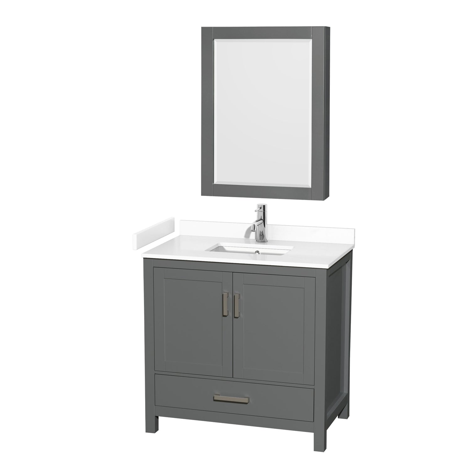 Sheffield Bathroom Vanity with Countertop 36 inch Single Sink Single hole Faucet Setup