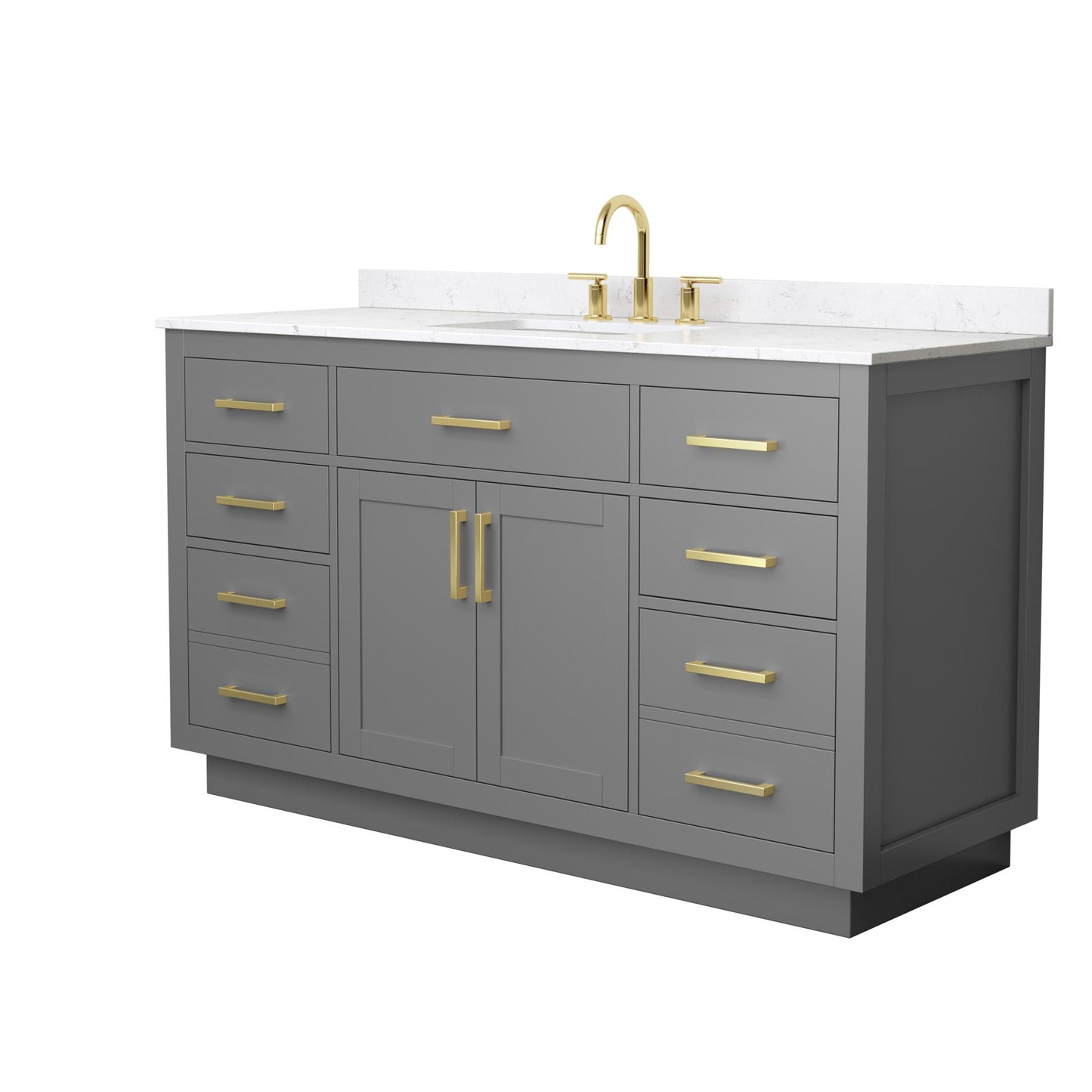 Beckett TK Bathroom Vanity with Countertop 60 inch Single Sink 3-hole Faucet Setup