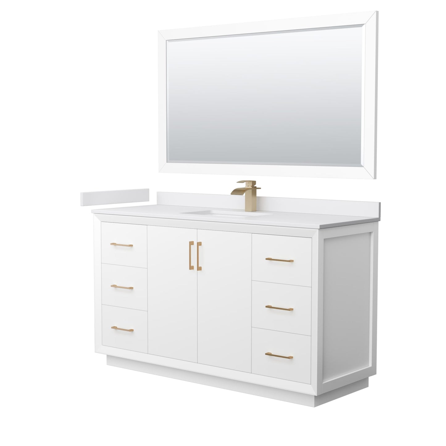 Strada Bathroom Vanity with Countertop 60 inch Single Sink Single hole Faucet Setup