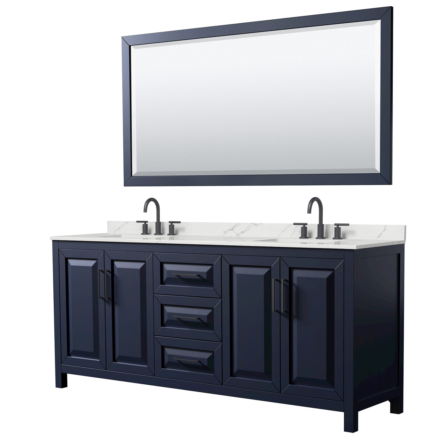 Daria Bathroom Vanity with Countertop 80 inch Double Sink 3-hole Faucet Setup