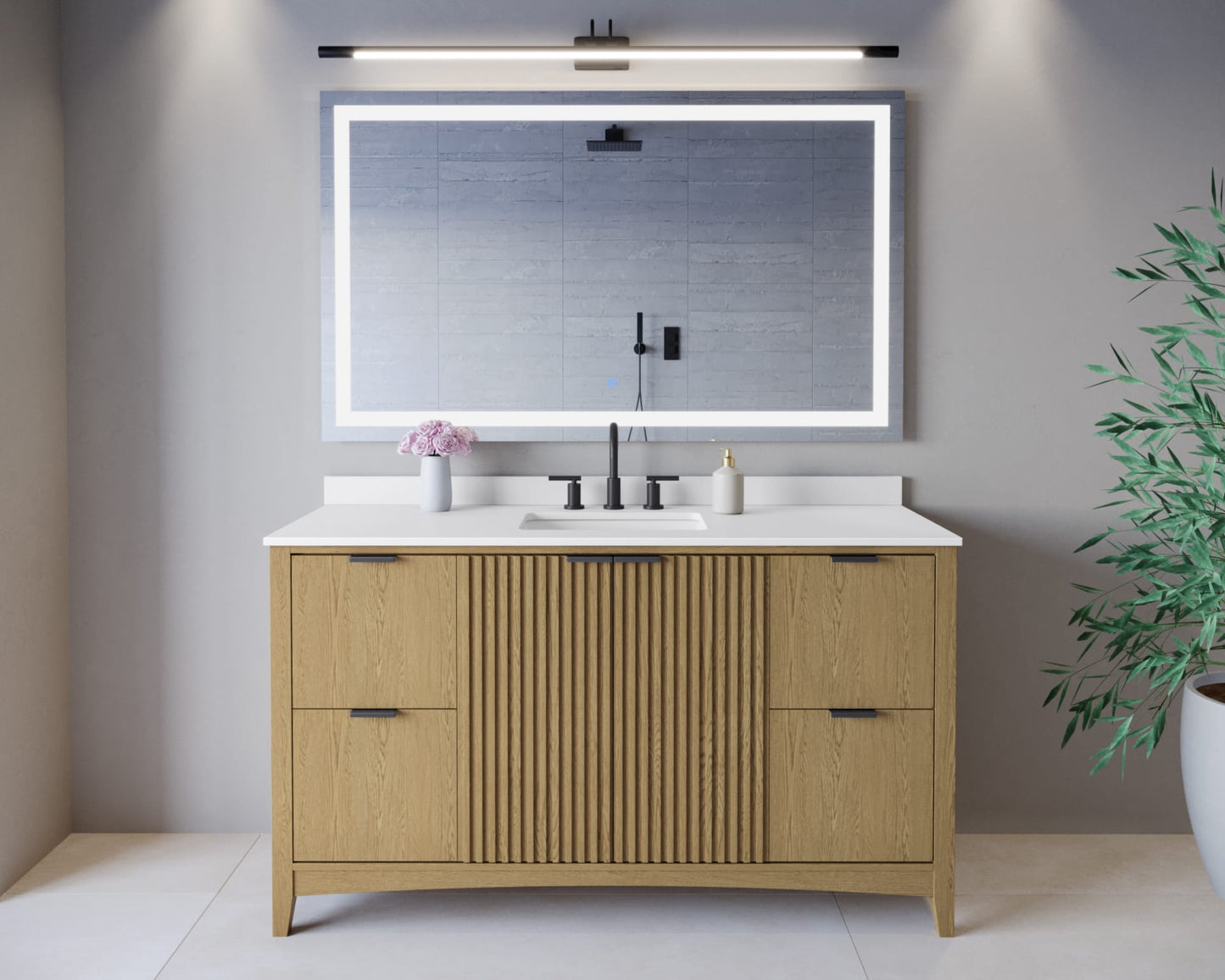 Palmilla Bathroom Vanity with Countertop 60 inch Single Sink 3-hole Faucet Setup