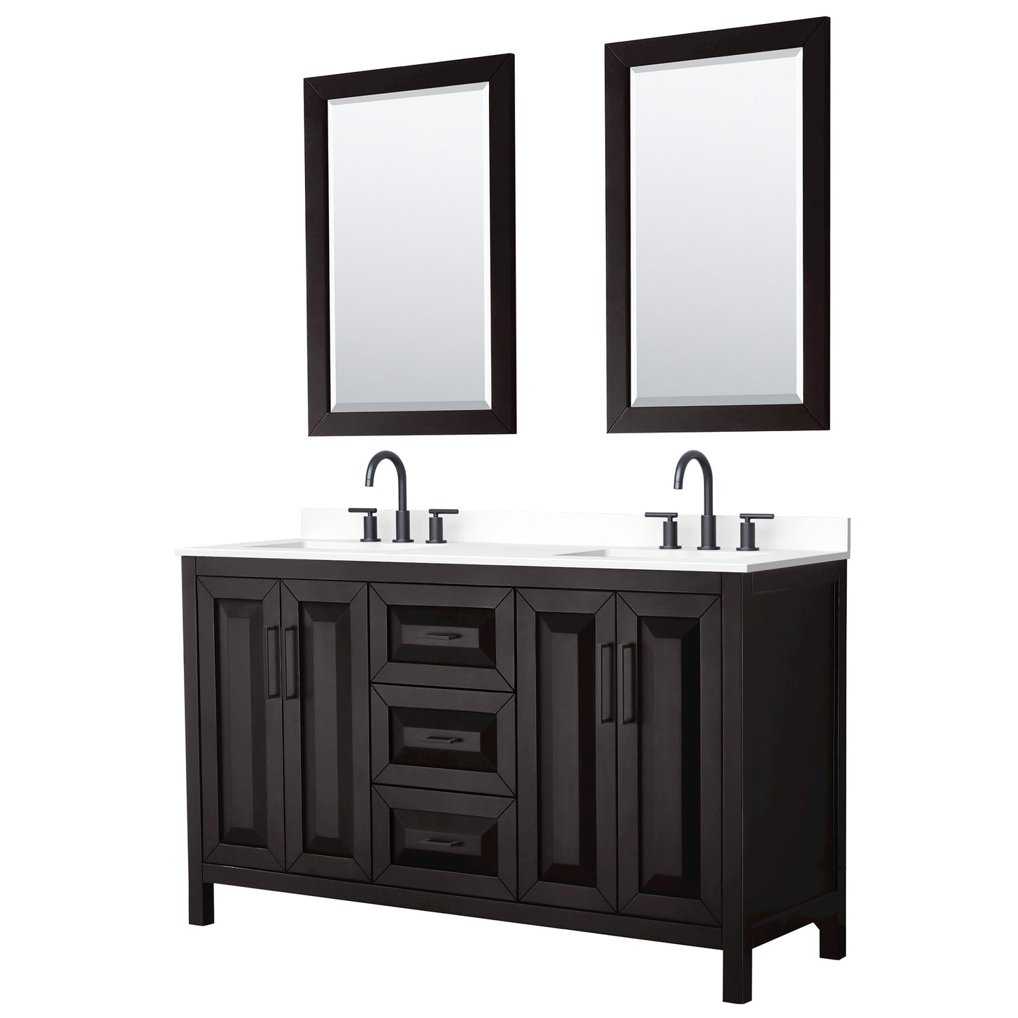 Daria Bathroom Vanity with Countertop 60 inch Double Sink 3-hole Faucet Setup