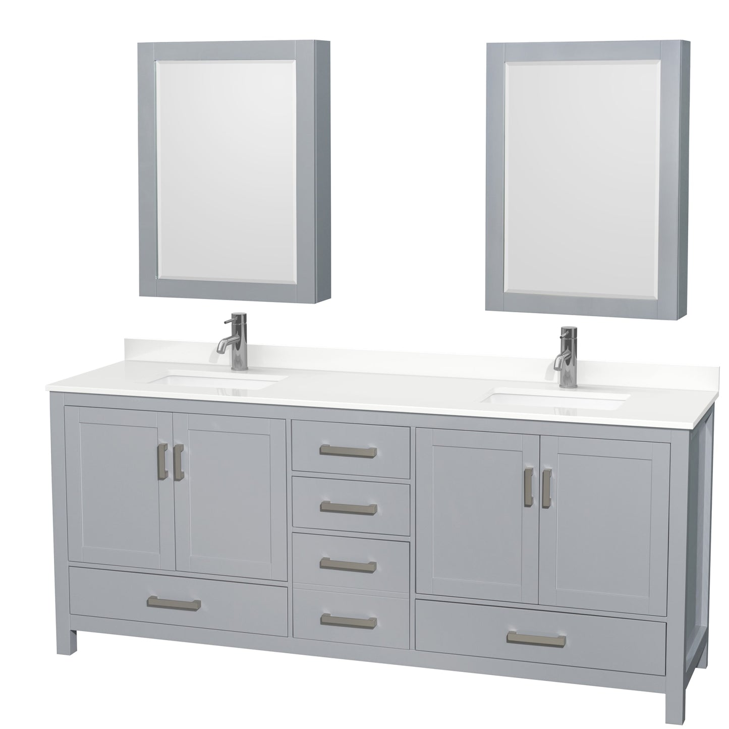 Sheffield Bathroom Vanity with Countertop 80 inch Double Sink Single hole Faucet Setup