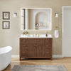 Custom image for Dark Walnut with Brushed Gold Trim / White Cultured Marble / No Mirror