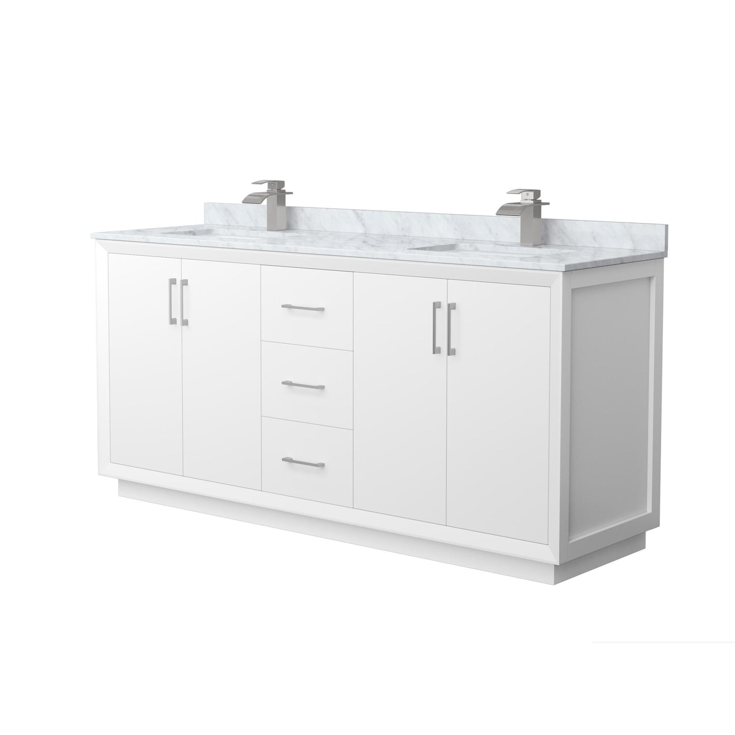 Strada Bathroom Vanity with Countertop 72 inch Double Sink Single hole Faucet Setup