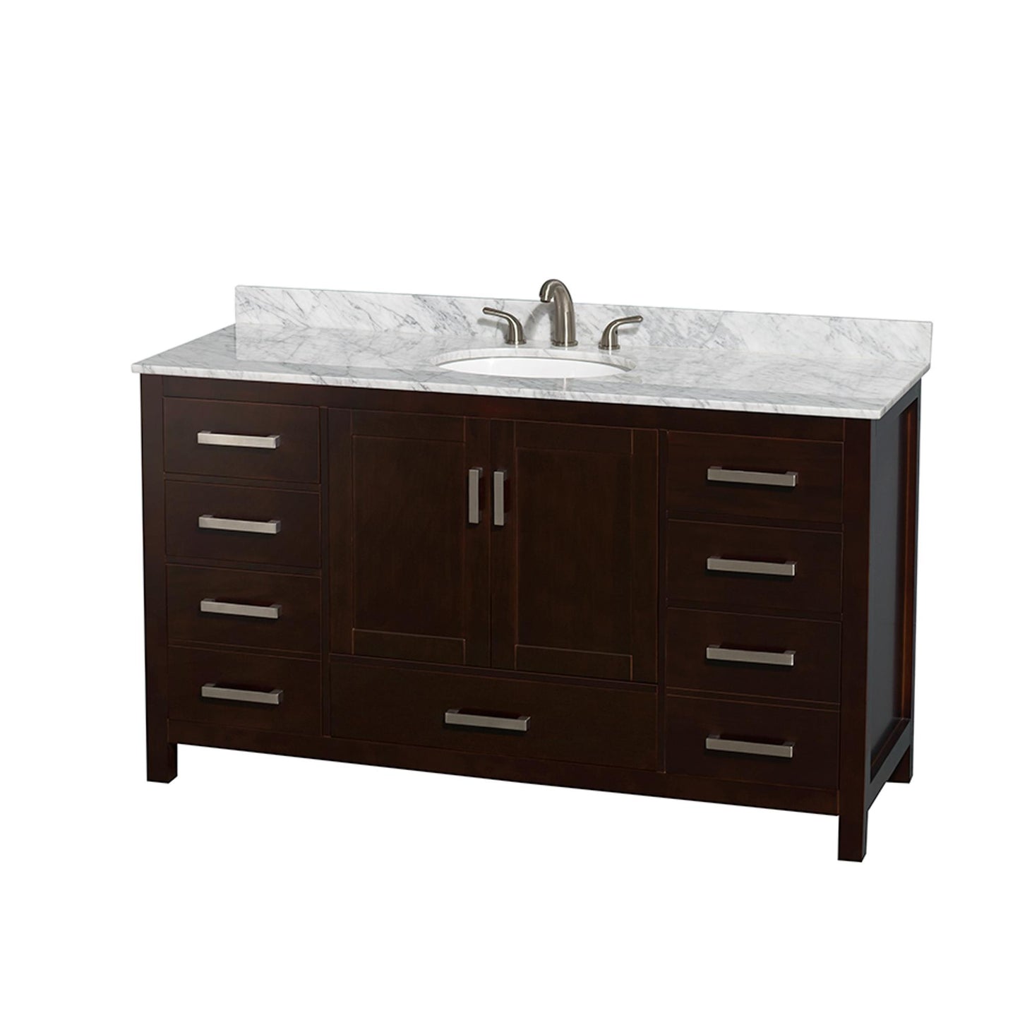 Sheffield Bathroom Vanity with Countertop 60 inch Single Sink 3-hole Faucet Setup