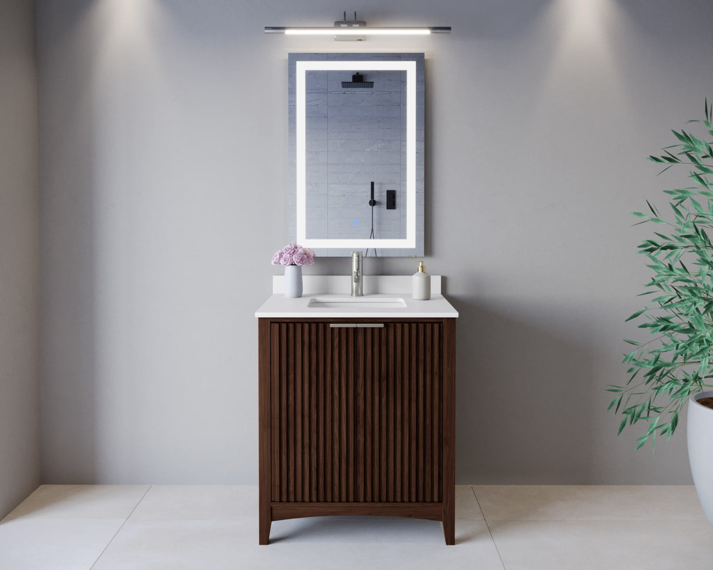 Palmilla Bathroom Vanity with Countertop 30 inch Single Sink Single hole Faucet Setup