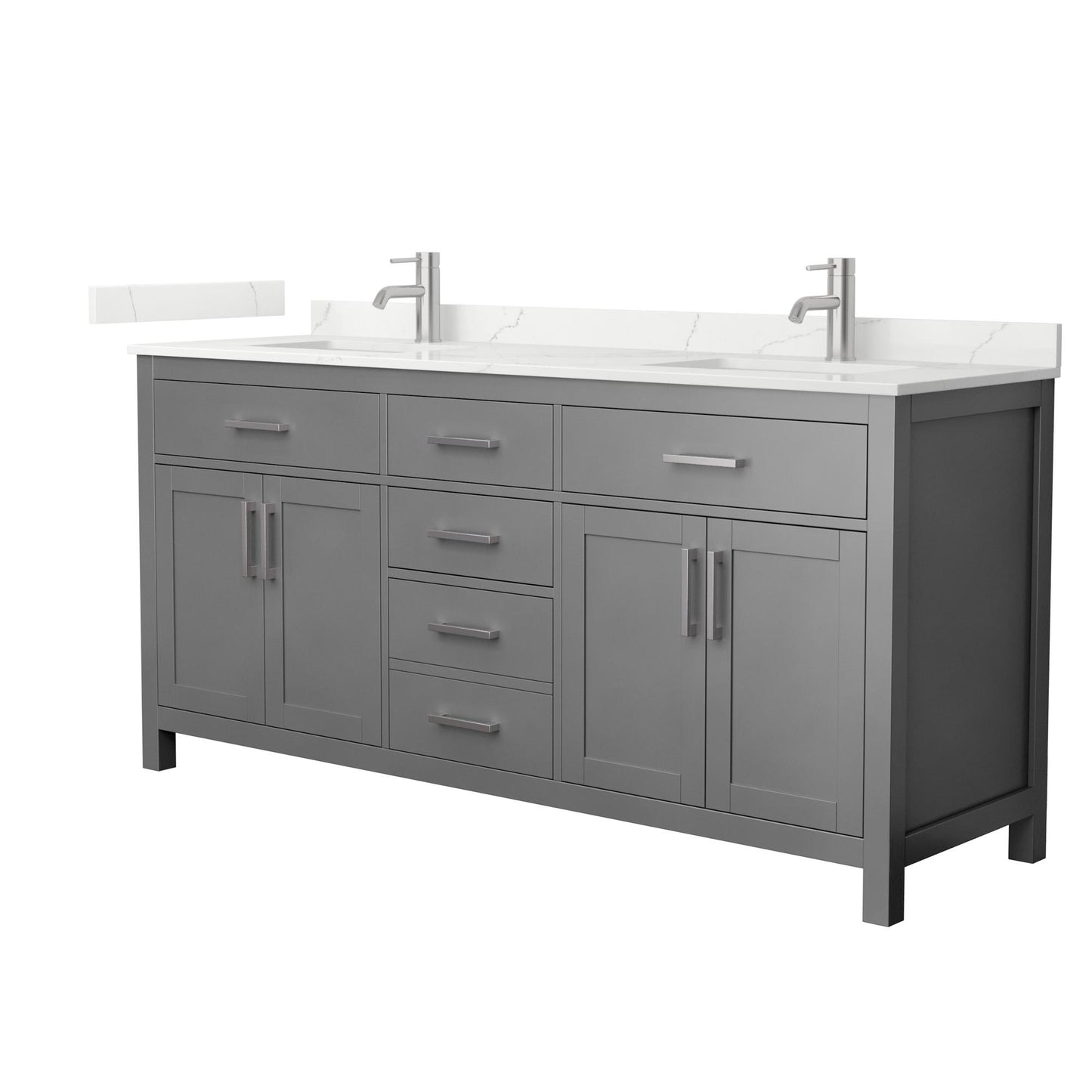 Beckett Bathroom Vanity with Countertop 72 inch Double Sink Single hole Faucet Setup